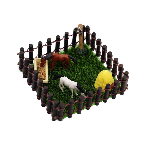 1/12 Scale Horse Stall Horse Barn Set with Fence Toy Figures H1032