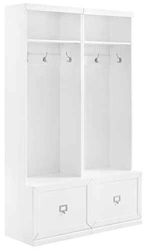 White 2-Piece Entryway Set with 2 Hall Trees R8378