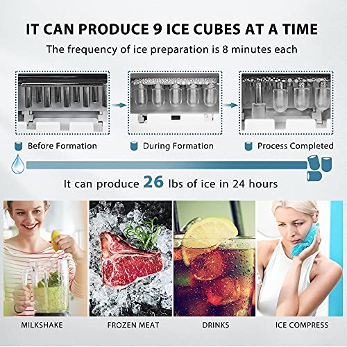 Portable Countertop Ice Cube Maker with Scoop 26lbs/Day Silver L35523