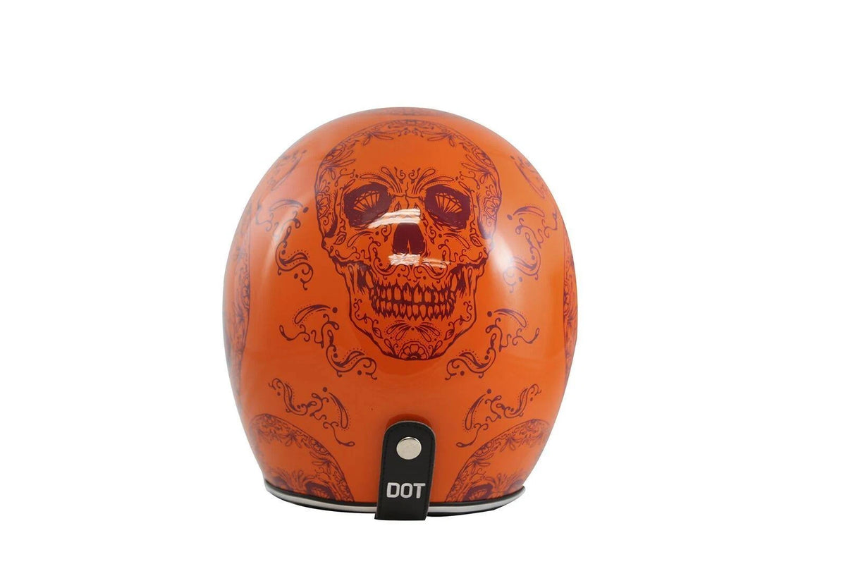 Open Face Helmet with Craneo Graphics (Orange, Large) B3968