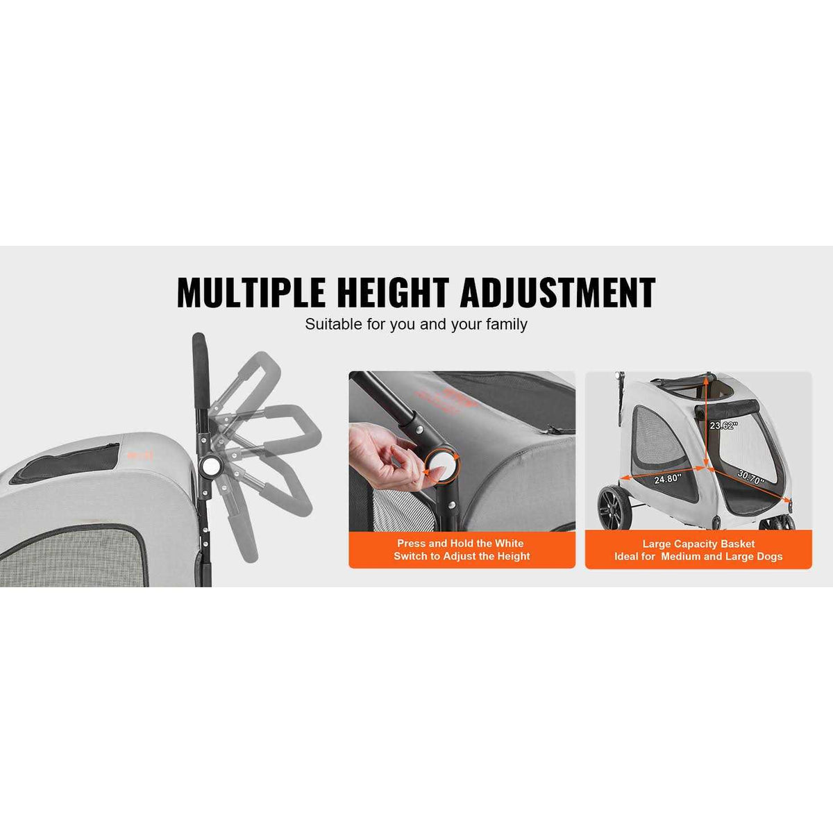 4 Wheels Pet Stroller with Brakes O4263