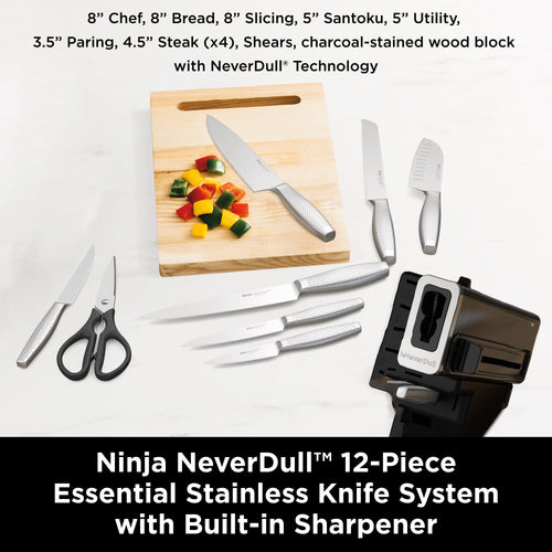 12-Piece Stainless Steel Knife System with Built-in Sharpener T159