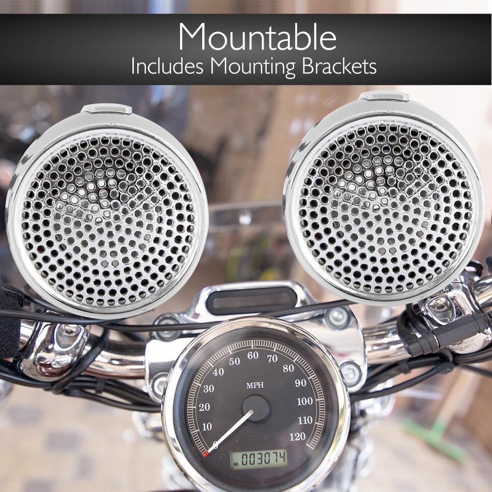 300 Watt Weatherproof Motorcycle Speaker and Amplifier System with Two 2.25 Inch Waterproof Speakers R34296