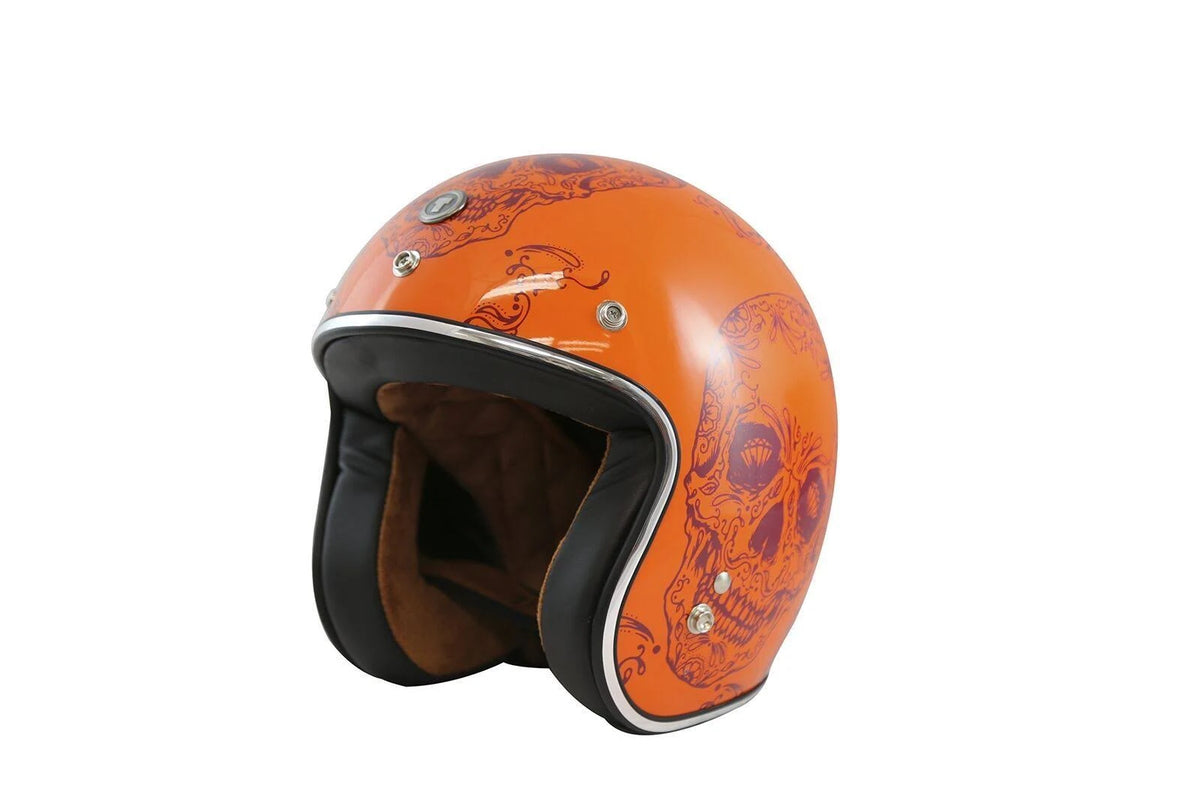Open Face Helmet with Craneo Graphics (Orange, Large) B3968