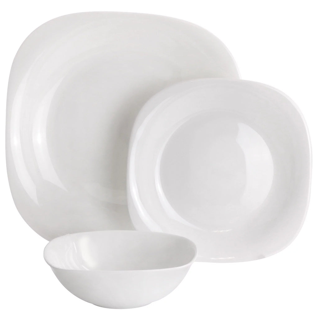 12 Piece White Tempered Opal Glass Dinnerware Set P865204
