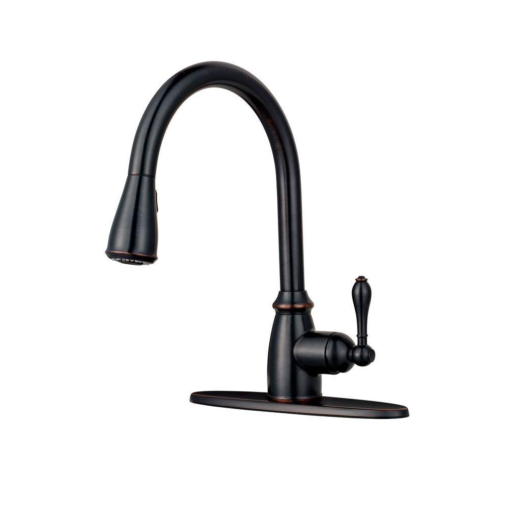 Tuscan Bronze Pull-Down Sprayer Kitchen Faucet D13955