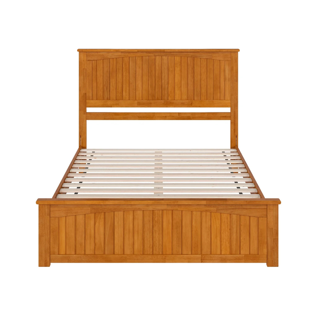 Queen Solid Wood Low Profile Platform Bed with Footboard A805323