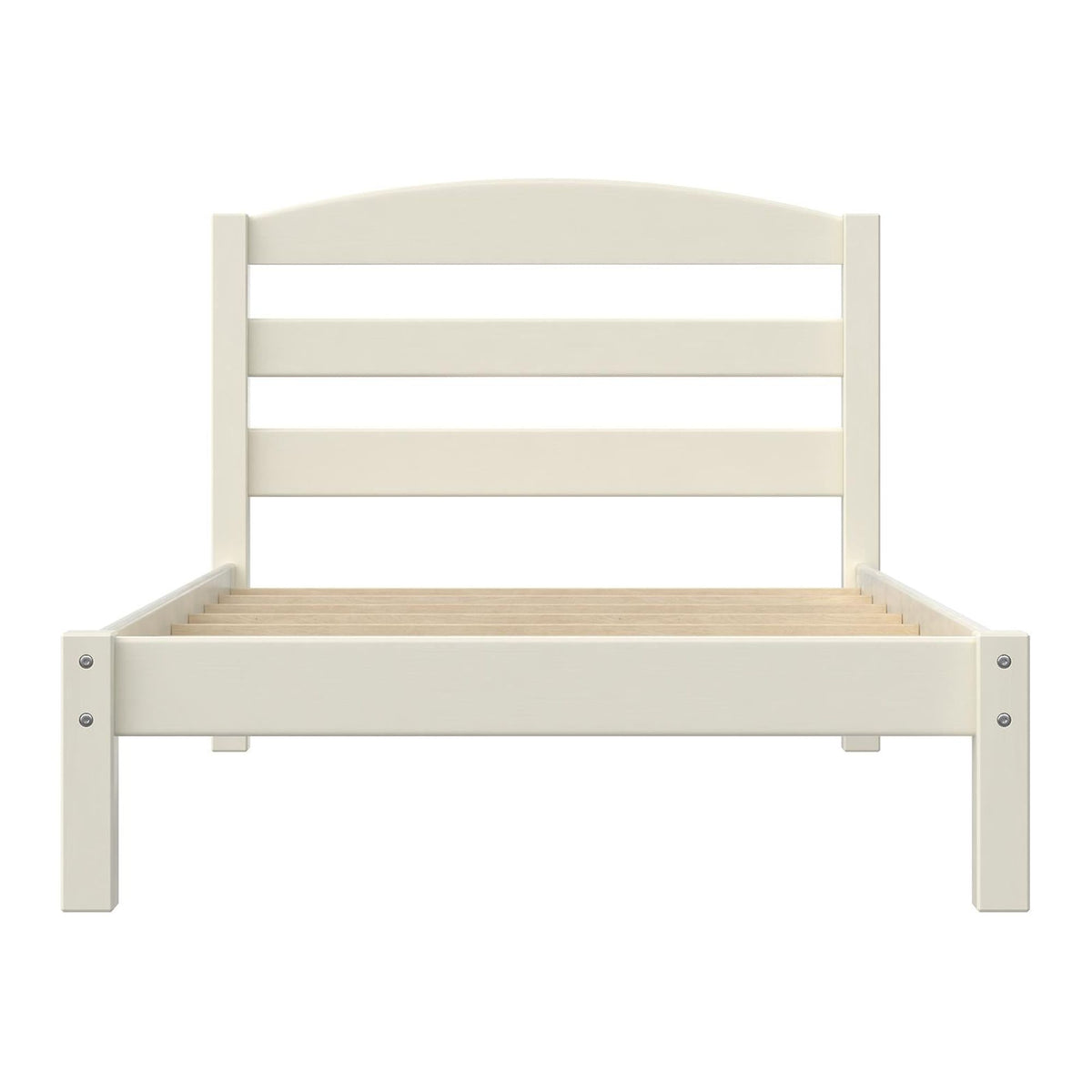 Off-White Wood Twin Size Platform Bed Frame J838
