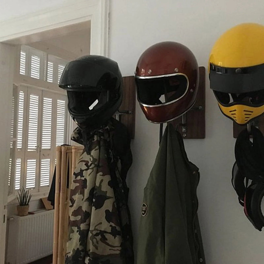 Wooden Motorcycle Helmet Rack Hat Storage Display Holder G88385