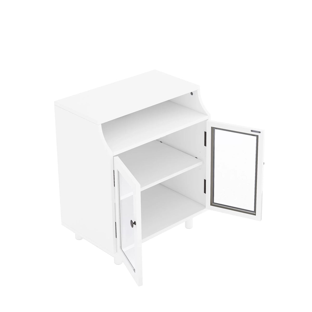White Nightstand with Storage Shelves and Charging Station B42428