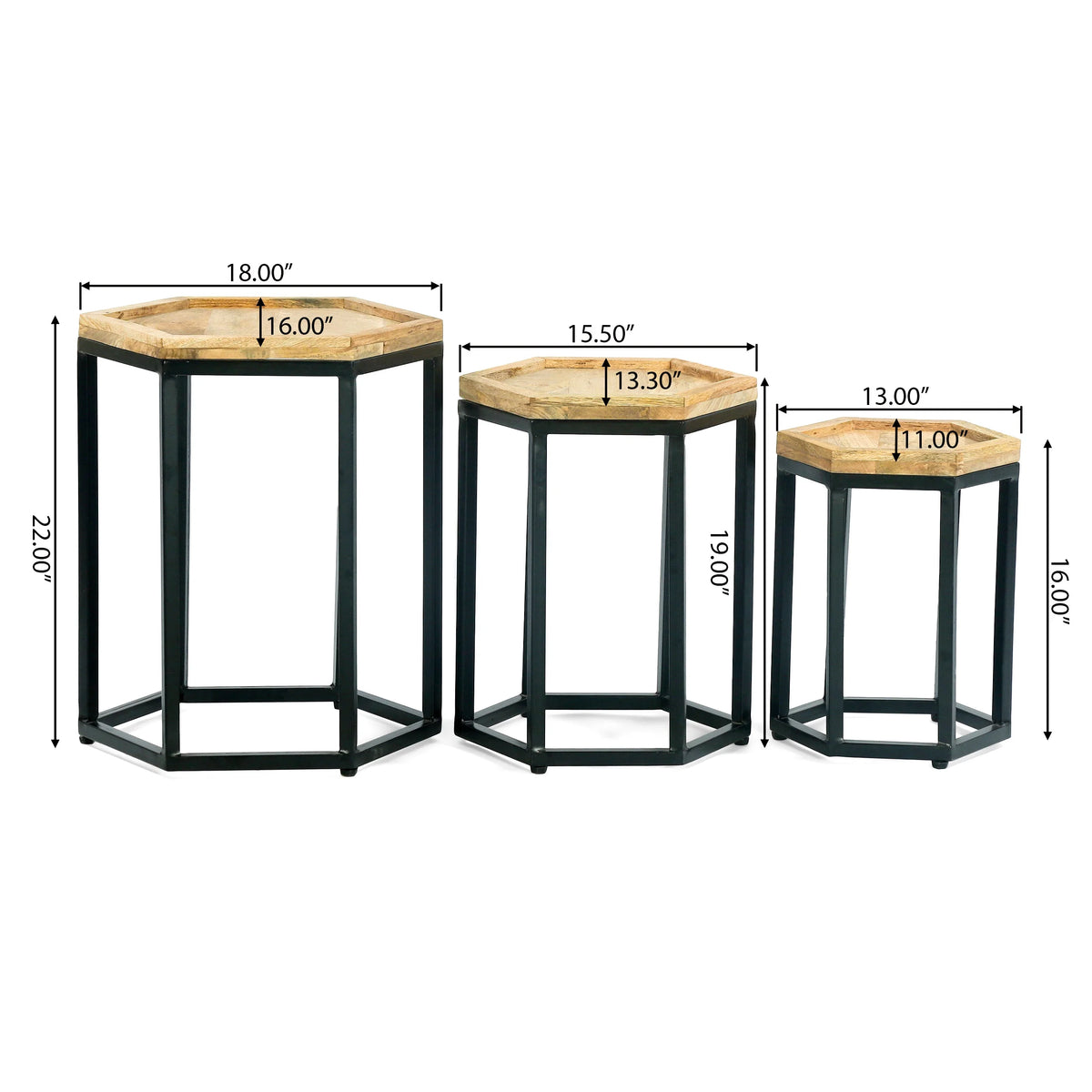 Mango Wood Nested Side Tables Set of 3 R318334