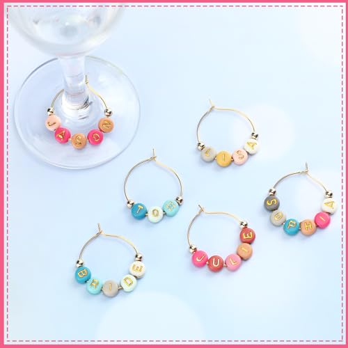 50 Set Wine Glass Charms with Beads and Hoops P642