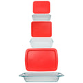 Glassware with 3-Cup, 6-Cup, and 3qt Red Lid D63567