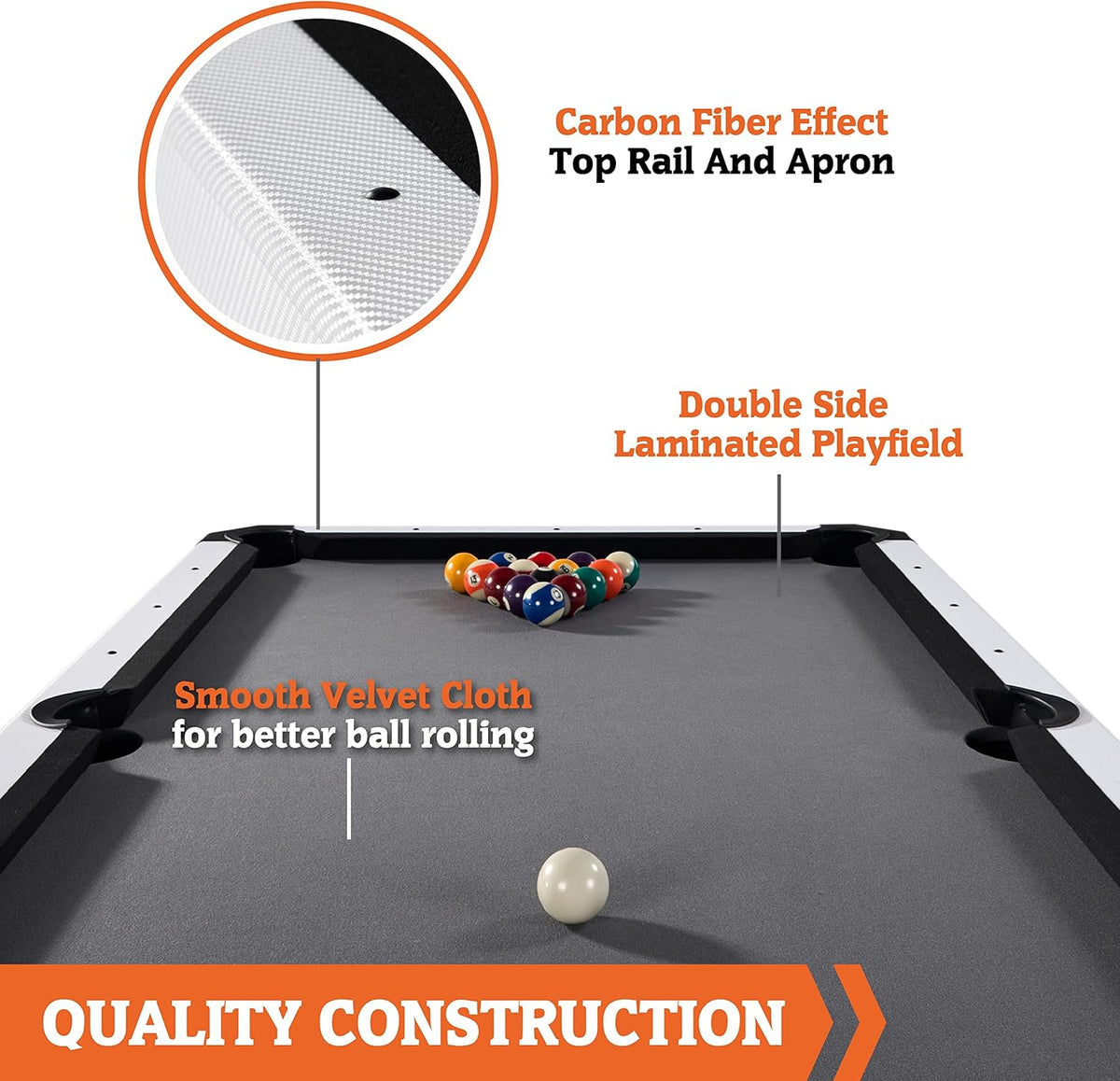 Pool Tables with Preassembled Playfields and Billiard Accessory Set X26672
