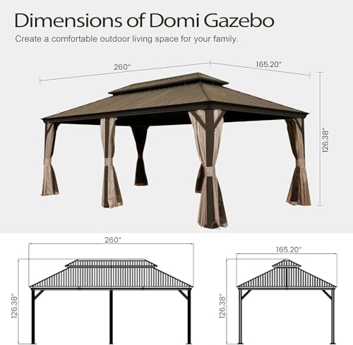 10’ x 10’ Gray Hardtop Gazebo with Netting & Curtains I583590