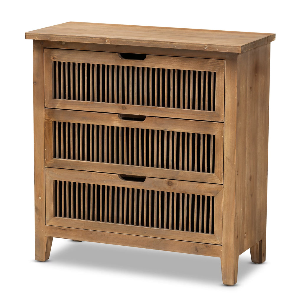 Medium Oak 3-Drawer Wood Chest T19110