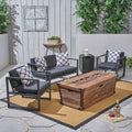 5 Piece Aluminum Chat Set with Cushions and Fire Pit R531115