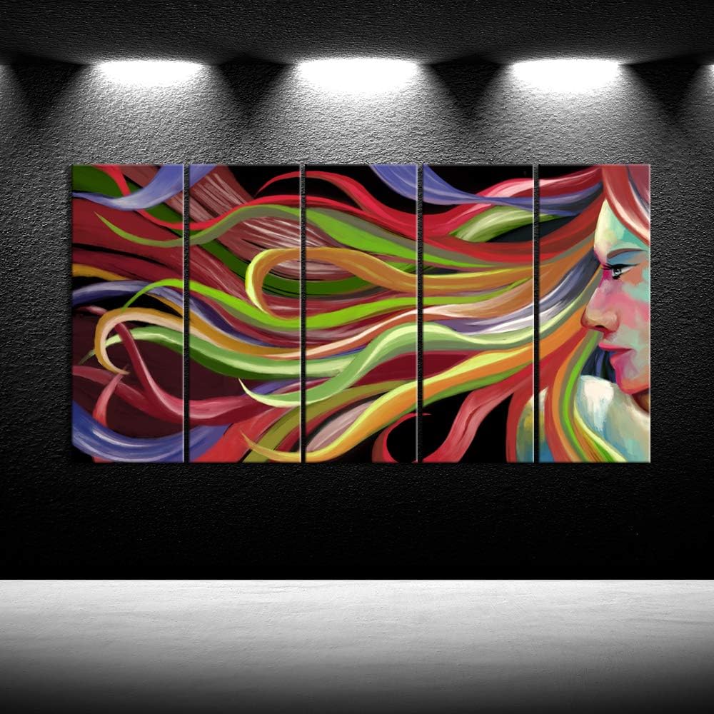 Abstract Pop Art Woman Canvas Wall Art 5 Pieces 12x32inch D116