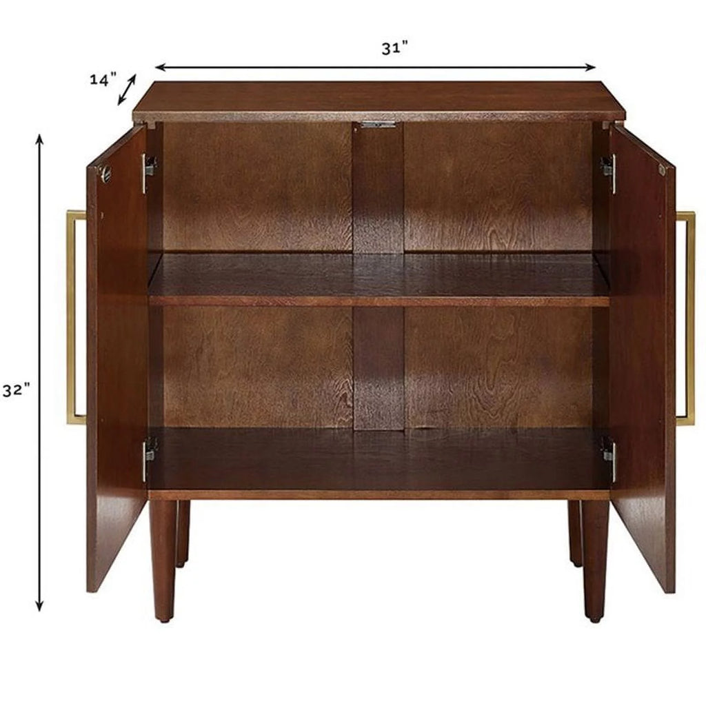 2 Door Glass Console Table in Mahogany C7553