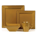 16 Piece Square Stoneware Dinnerware Set, Mocca F146690