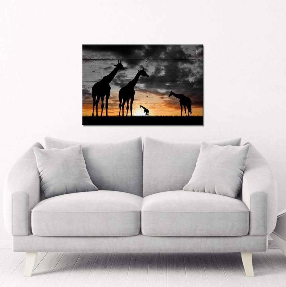 Canvas Wall Art Africa Golden Sunset Landscape Poster Black and White 16x24 I8274