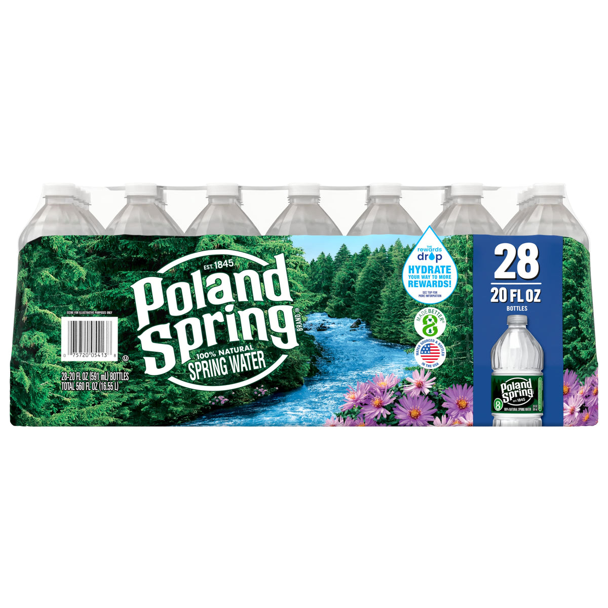 20 Ounce Natural Spring Water Plastic Bottles (Pack of 28) X252647