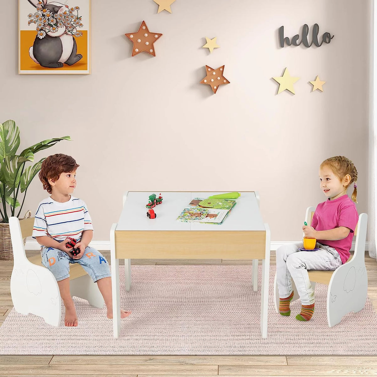 3 in 1 Kids Table and Chair Set with Storage Y9909