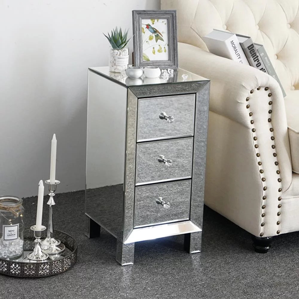 Mirrored 3 Drawer Nightstand G28801