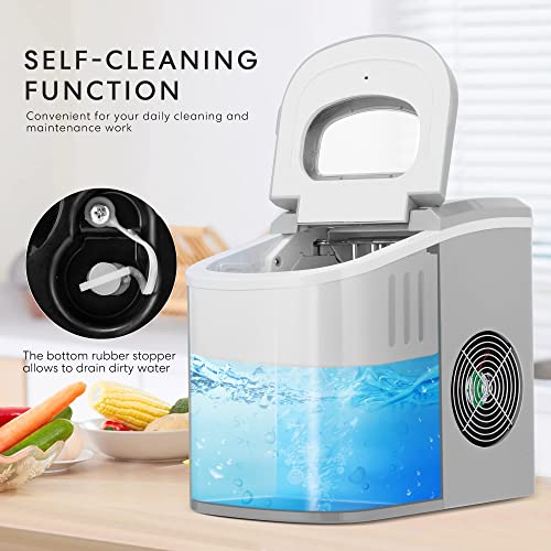 Portable Countertop Ice Cube Maker with Scoop 26lbs/Day Silver L35523