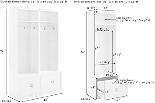 White 2-Piece Entryway Set with 2 Hall Trees R8378