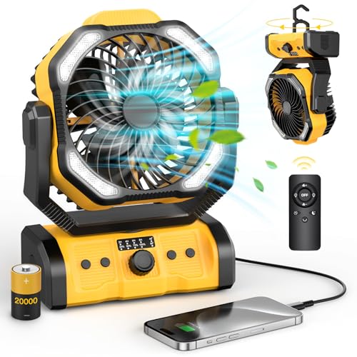 Portable Rechargeable Camping Fan with LED Lantern E980457