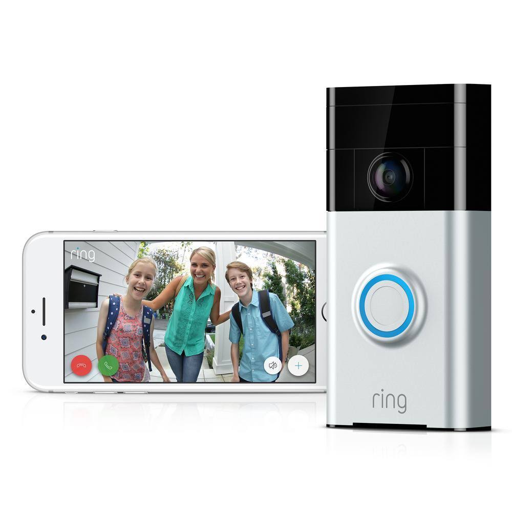 Black Wireless Video Doorbell with Spotlight Cam Battery P786984