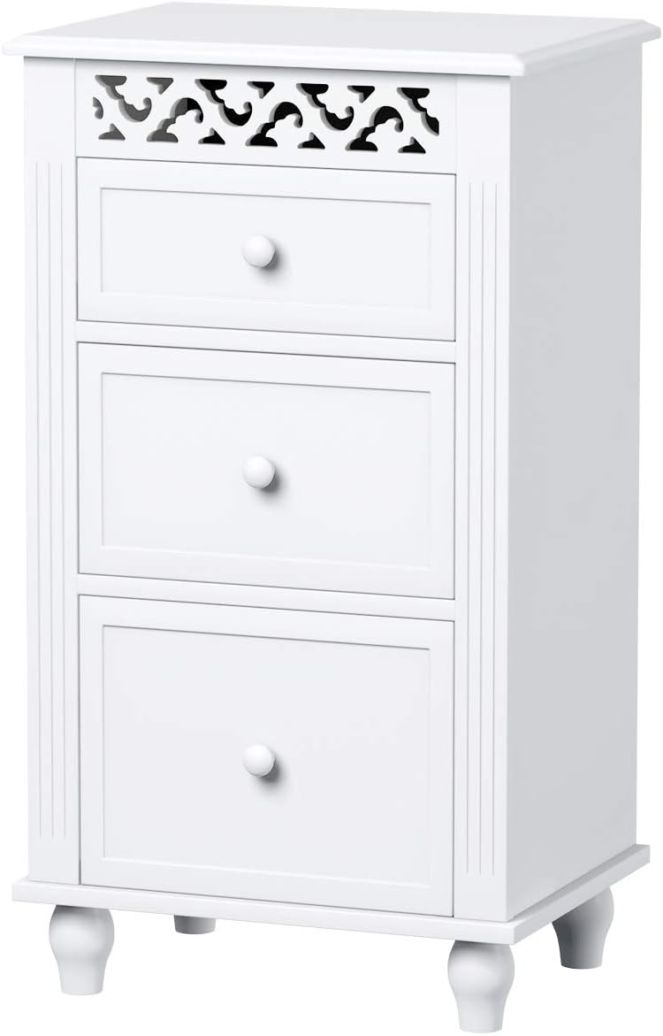 White 3 Drawer Wood Storage Cabinet V918