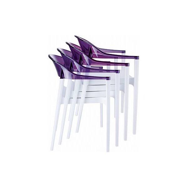 Modern Dining Chair White Transparent Amber Back F5202