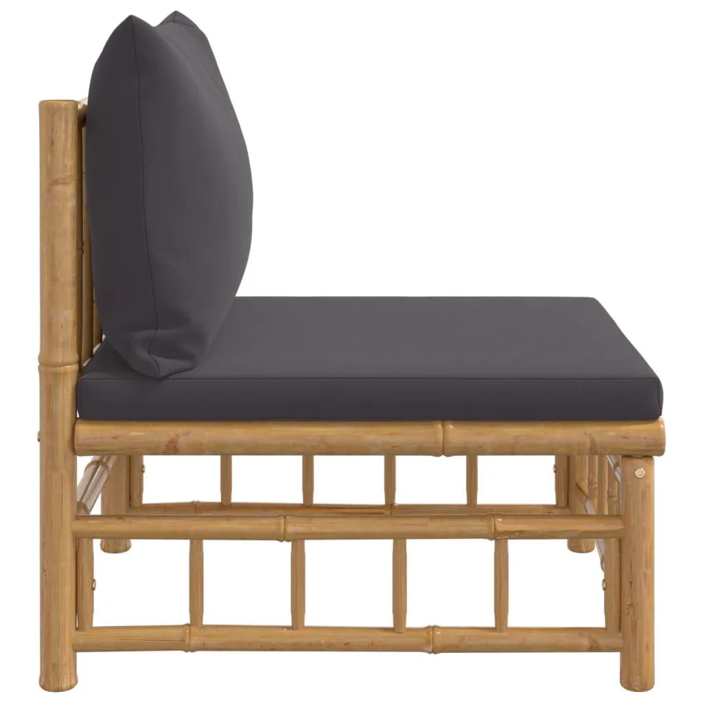 Bamboo Patio Sofa with Dark Gray Cushions U118