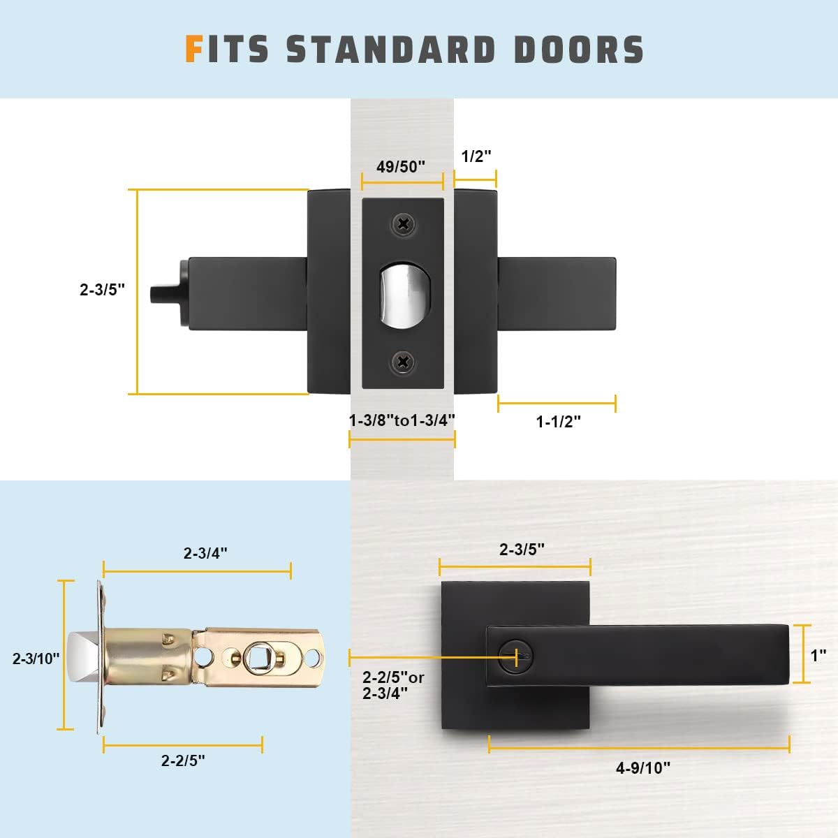 6 Pack Matte Black Door Lever Lockset O745272