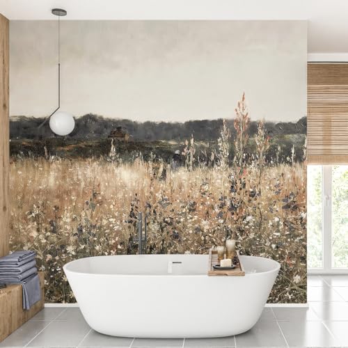 Vintage Wildflower Field Wallpaper, Peel and Stick Removable Vinyl, 59"x78.7" C815