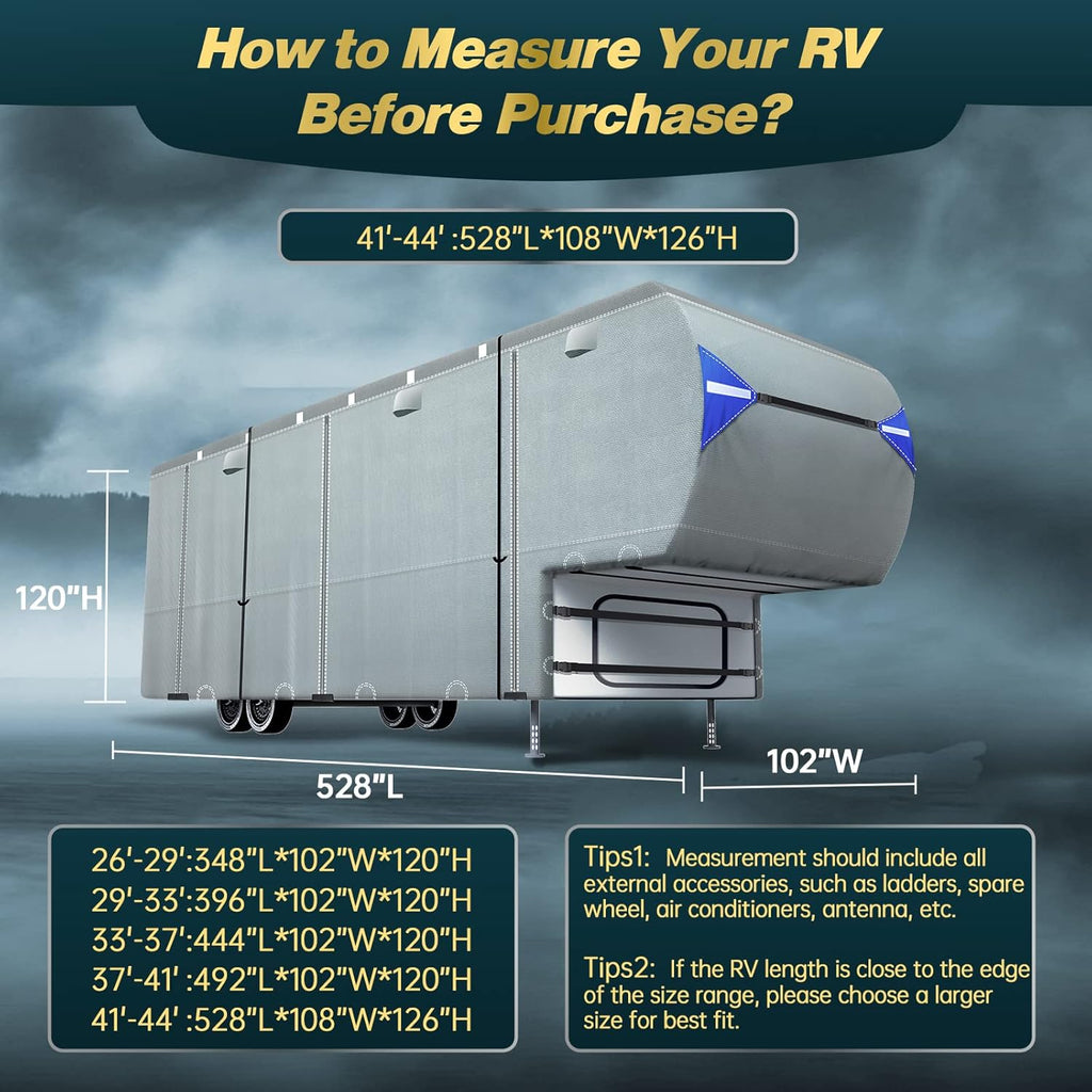 Waterproof Ripstop 5th Wheel RV Cover with Tire Covers I38835