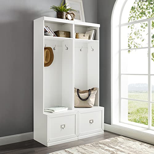 White 2-Piece Entryway Set with 2 Hall Trees R8378