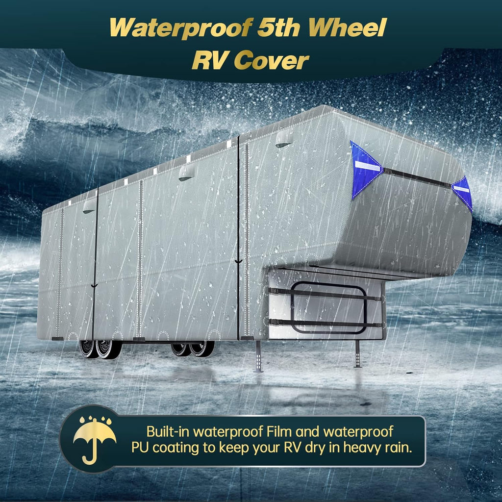 Waterproof Ripstop 5th Wheel RV Cover with Tire Covers I38835