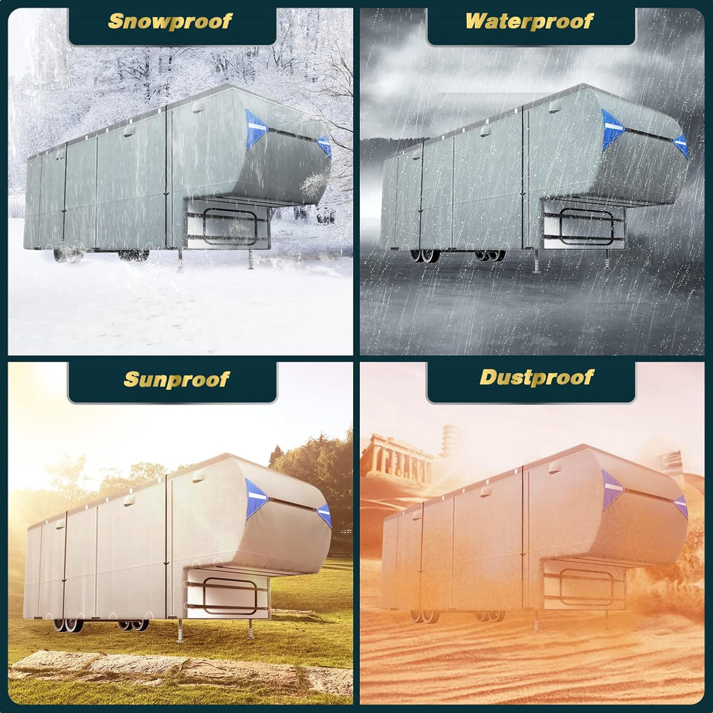 Waterproof Ripstop 5th Wheel RV Cover with Tire Covers I38835