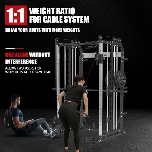 Power Cage with Barbell, LAT-Pull Down & Cable Crossover System Y5373