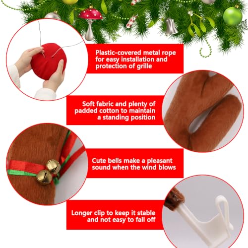 Christmas Reindeer Antlers Car Decoration Kit Plush Red Nose Set with Jingle Bells T803