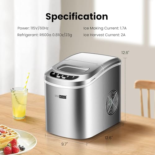 Portable Countertop Ice Cube Maker with Scoop 26lbs/Day Silver L35523
