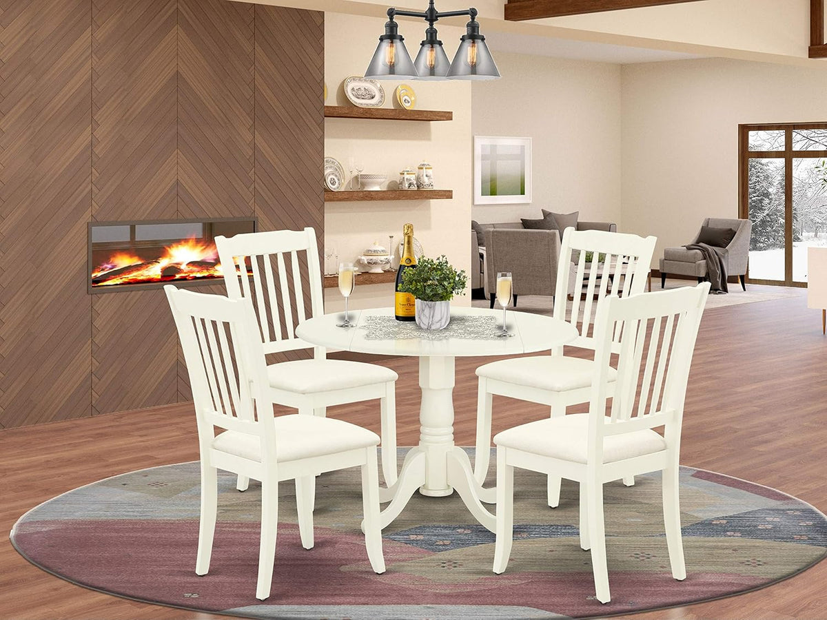 Black 5Pc Dining Set with Drop Leaf Table and Microfiber Chairs H60433