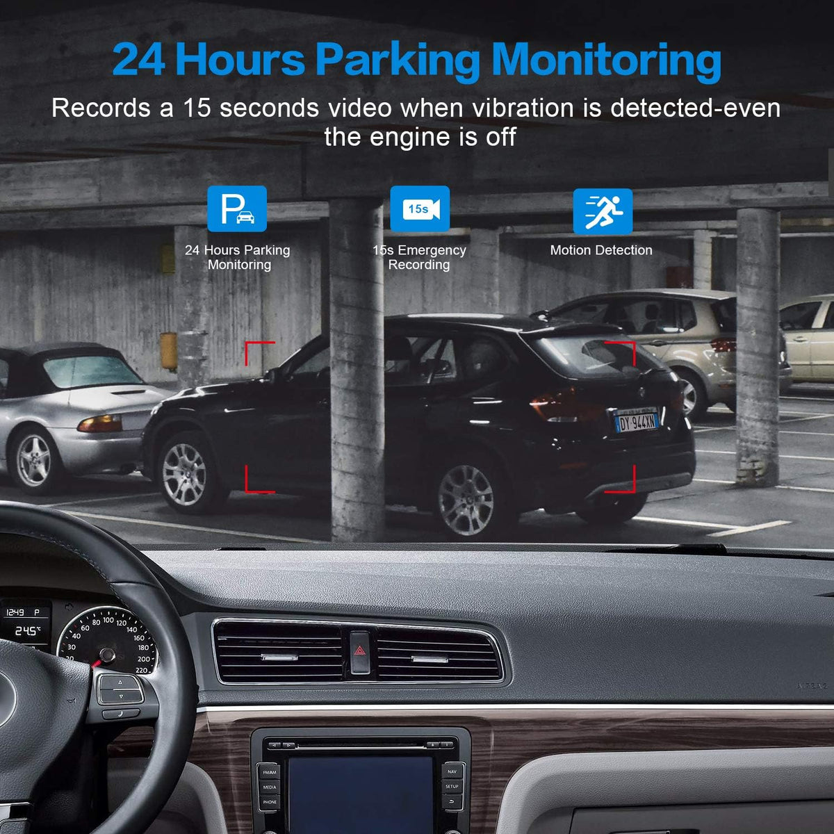 Dash Cam with 32G SD Card, 1080P FHD Car Driving Recorder 3'' IPS Screen 170° Wide Angle Dashboard Camera Aluminum Alloy Case, Parking Monitor Loop Recording Motion Detection Pack of 2 K29779