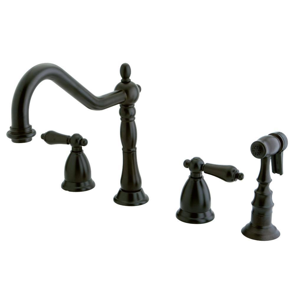 Polished Chrome Double Handle Widespread Kitchen Faucet with Brass Sprayer Y6111