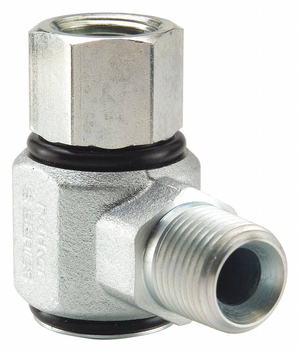 Hydraulic Swivel Fitting, 3/8-18, Female NPTF, Male NPTF, Carbon Steel O758688