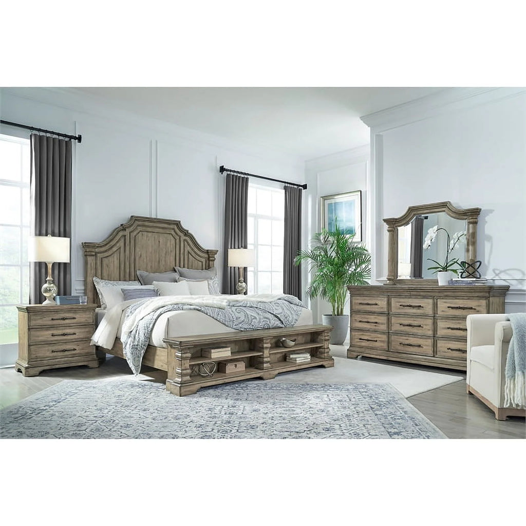 Brown Cal King Wood Panel Storage Bed I8369