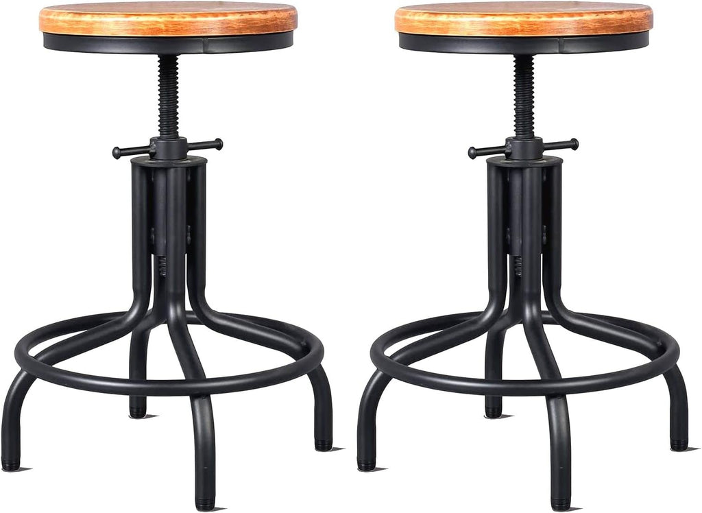 Black Wooden Top Bar Stool Set of 2 S31258